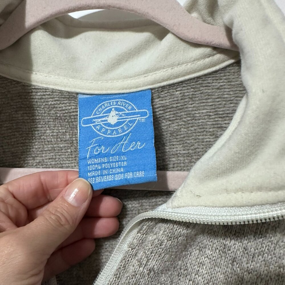 Charles River Apparel Quarter Zip Hudson Pullover Jacket Size XL Heather Tan
